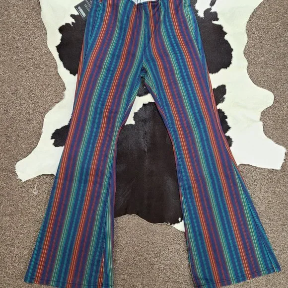Rock & Roll Cowgirl Multicolor Striped Boot Cut Pants - Picture 3 of 4